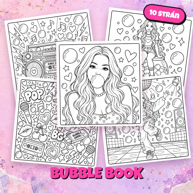 Bubble Book, 10 omaľovánok BUBBLE GRRRL